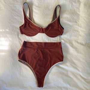 ACACIA Ruby/Olive set Clove color with color blocked piping size XL